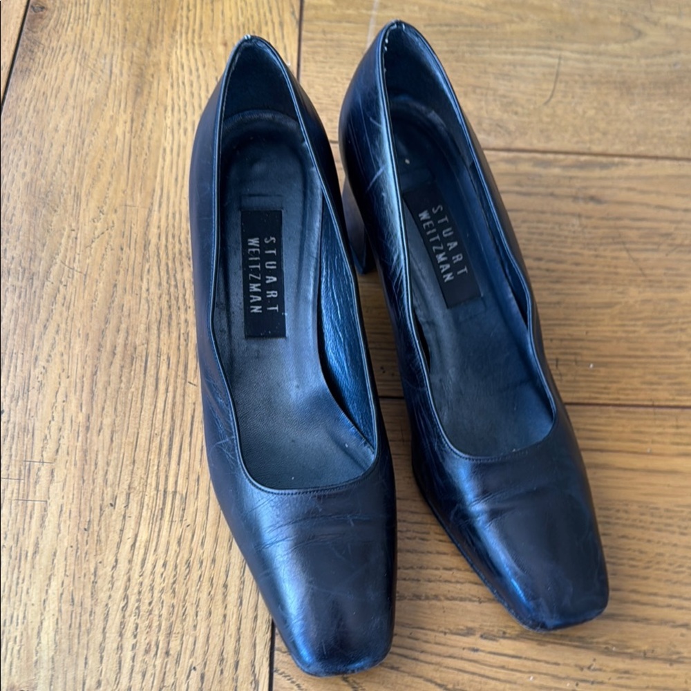 Stuart Weitzman Black Block Heel Pumps